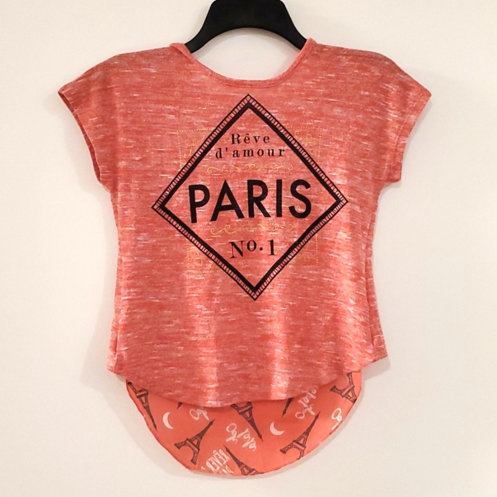 Self Esteem•Paris themed•crochet detail•gold accents•Sml.•EUC